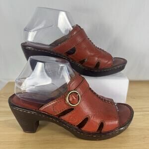 Børn Handcrafted Red Leather Slide Sandals Women’s Size 8 EU 39 Casual Heel